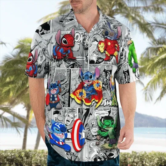 Stitch Marvel Hawaiian Shirt For Men