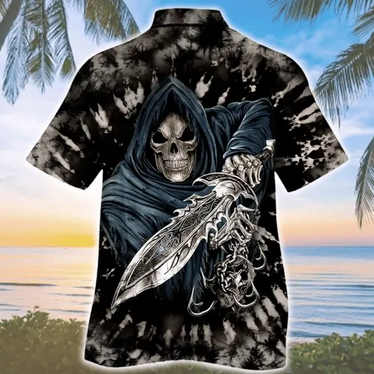 Discover Skull Warrior Tie Dye Hawaiian Shirt For Men