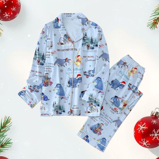 Discover Eeyore Christmas Pajamas Set, Winnie The Pooh Xmas Sleepwear, Disney Holiday Pajama Set, Pooh Bear Xmas Lounge Set