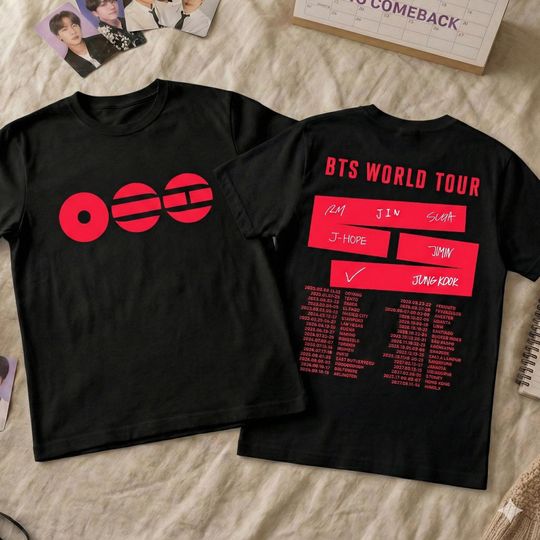 Discover Comfort Colors 2026 World Tour BTS| Tour Dates Back Print | Armys Perfect Gift | Unisex T-shirt