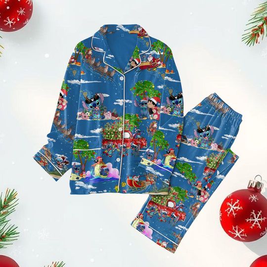 Discover Lilo and Stitch Christmas Pajamas for Adults, Disneyland Movie Sleepwear, Funny Stitch Xmas Pajamas, Holiday Sleepwear Gifts