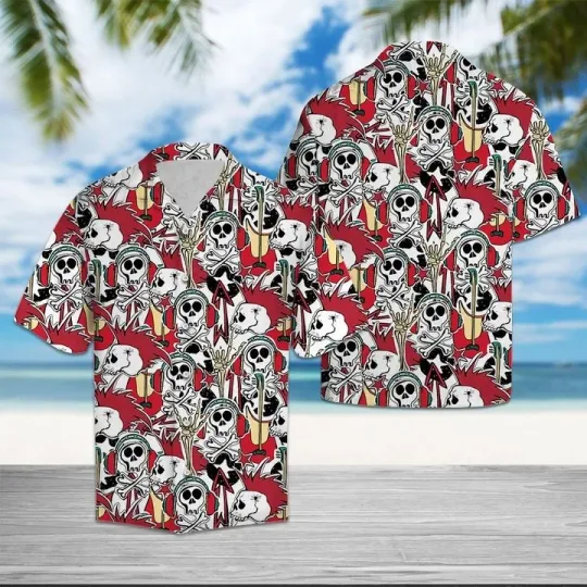 Discover Skull Rock Roll Hawaiian Shirt For Men Summer Button Up