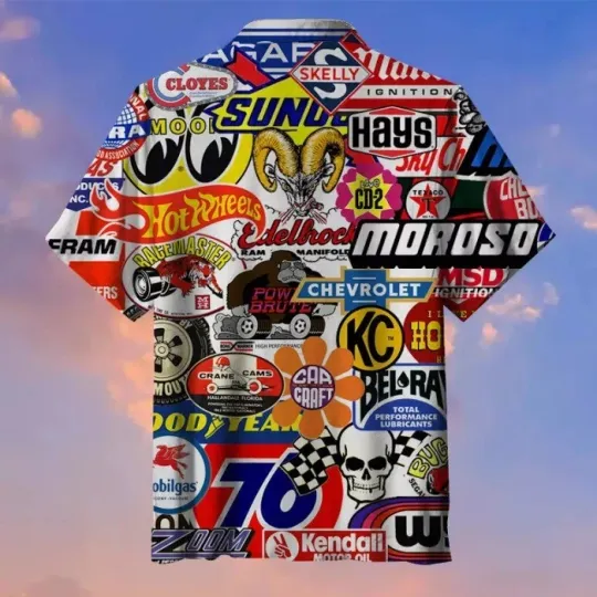 Discover Racing Car Labeling Hawaiian Shirt For Men