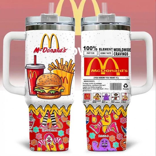 Discover McDonald 40oz Tumbler with Handle, Food Lover Steel Drink Cup