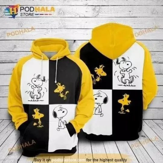 Discover Woodstock And Snoopy Cartoon Peanuts Over Print 3D Hoodie GLC055697