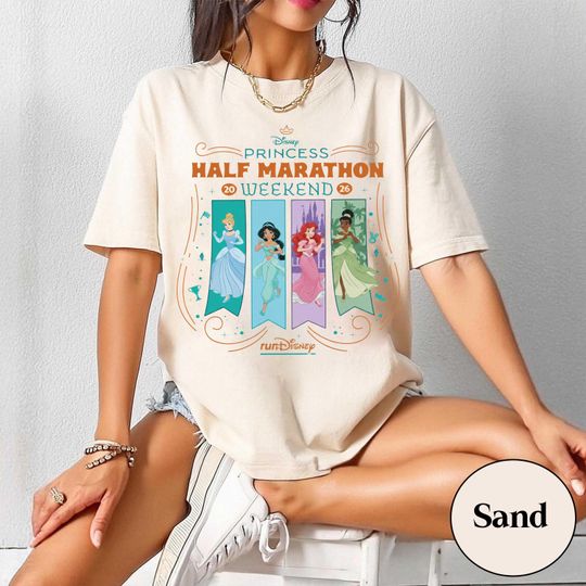 Discover Vintage Run Disney Marathon Weekend Tee, Run Disney 2026 Half Marathon Shirt, Disney Princesses Cinde, Jasmine, Ariel and Tiana Running