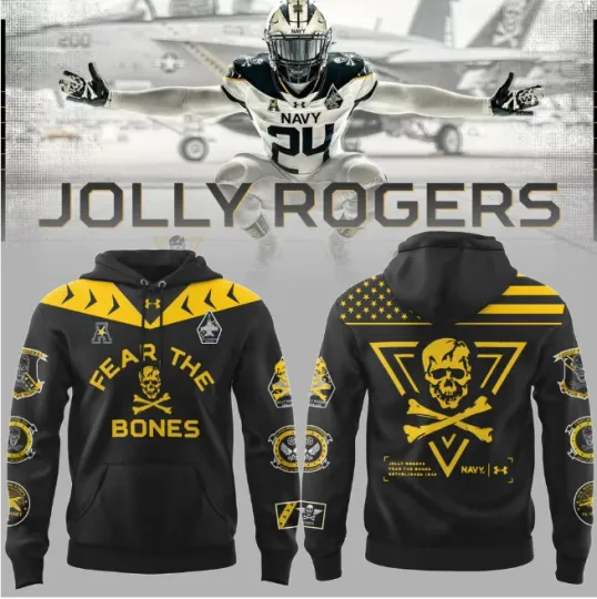 Discover Navy Midshipmen Football 2024 Limited Veterans Jolly Jogger Hoodie 3D