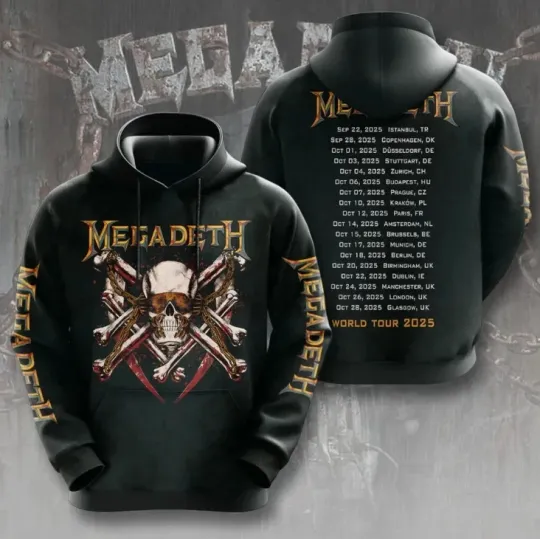 Discover Megadeth Rock Band World Tour 2025 3D Hoodie Gift For Valentine