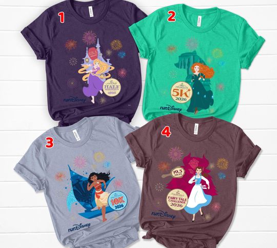 Discover RunDisney Disney Princess Half Marathon Weekend 2026 shirt, Merida Rapunzel Moana Belle running Marathoner Tank top T-shirt, Disney Marathon