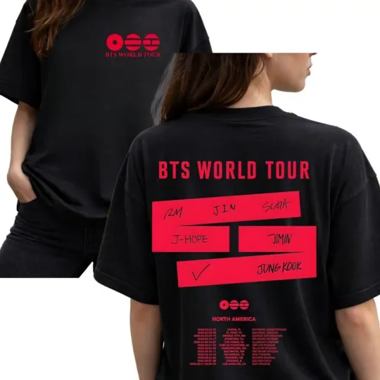 Discover BTS World Tour T-Shirt, Bangtan Comeback 2026, Army Concert Outfit, Kpop Double Sided Tee