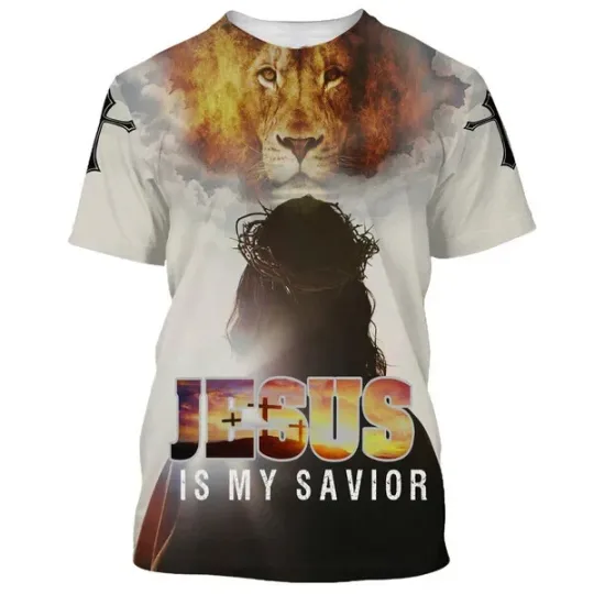 Discover Jesus Is My Savior Potrait Christian AOP Shirt 3D T-Shirt Full Size S-5XL