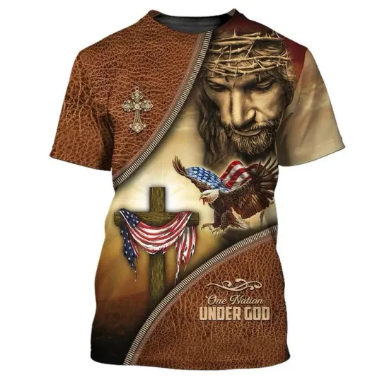 Eagle American Patriotic One Nation Under God 3D T-Shirt