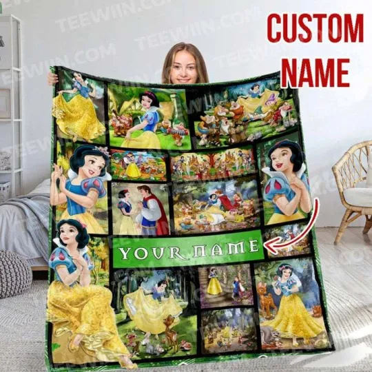 Personalized Snow White and the Seven Dwarfs Fleece Blanket