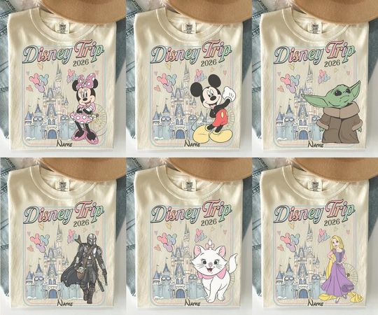 Discover Retro Disney trip 2026 Family matching Comfort Colors Shirt, WDW Disney World Shirt, Mickey & friends Tee, Disneyland Family Trip 2026 Shirt