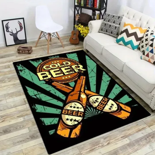 Discover Beer-Themed Living Room Rug, Area Rug, Christmas Gift for US Decor