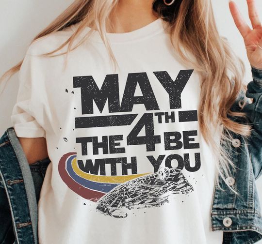 Discover May The 4th Be With You Retro Star Wars Ship Shirt, Vintage Star Wars Galaxy's Edge Sweatshirt, Disney Star Wars Starship T-Shirt