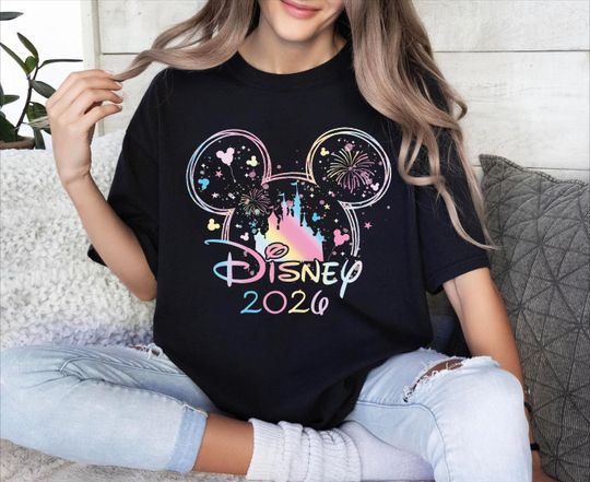 Discover Disney 2026 Colorful Castle Shirt, Cute Disneyland Vacation T-Shirt, Disney Mickey Head Tee