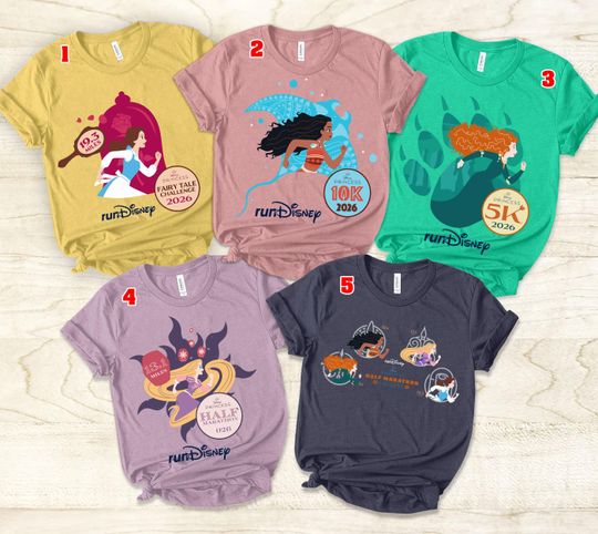 Discover runDisney Disney Princess Half Marathon Weekend 2026 Shirts Run Disney Walt Disney World Princess Rapunzel Belle Moana Merida 5K 10K Running