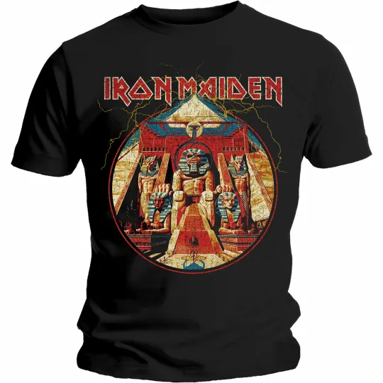 Discover Iron Maiden Powerslave Lightning Circle T-Shirt Men’s