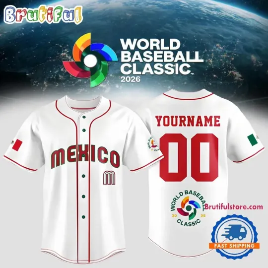 Discover Pesonalized Team Mexico 2026 World Baseball Classic White Jsy Shirt