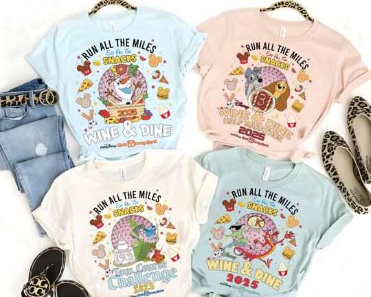 Discover Disney Wine & Dine Half Marathon Weekend 2026 runDisney Shirt, Run all the Miles Eat all the Snacks, Disney Snacks Shirt, Epcot Marathon Tee