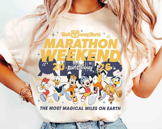 Discover runDisney Walt Disney World Marathon Weekend 2026 Shirt, Mickey and Friends Run Disney Epcot Tee, Runner 5K 10K Half Marathon Matching Shirt