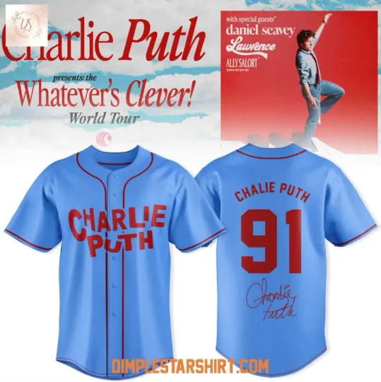 Discover Charlie Puth Whatevers Clever World Tour 2026 Baseball Jersey