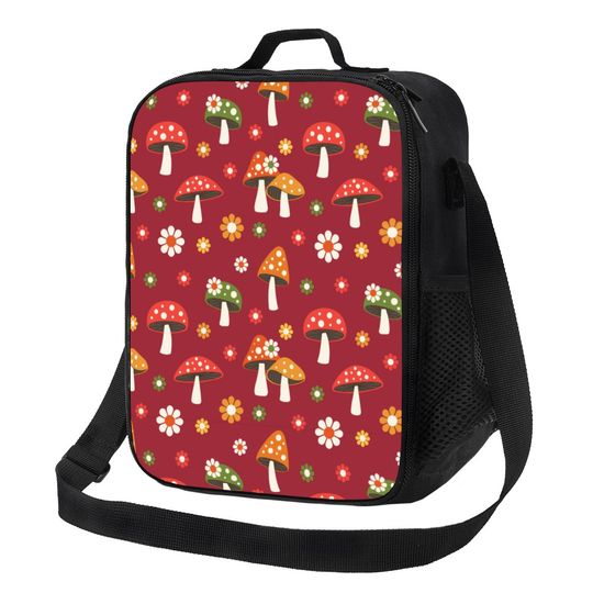 Discover Custom Woodland Mushroom And Daisy Pattern Insulated Lunch Tote Bag for Women Resuable Thermal Cooler Food Bento Box School