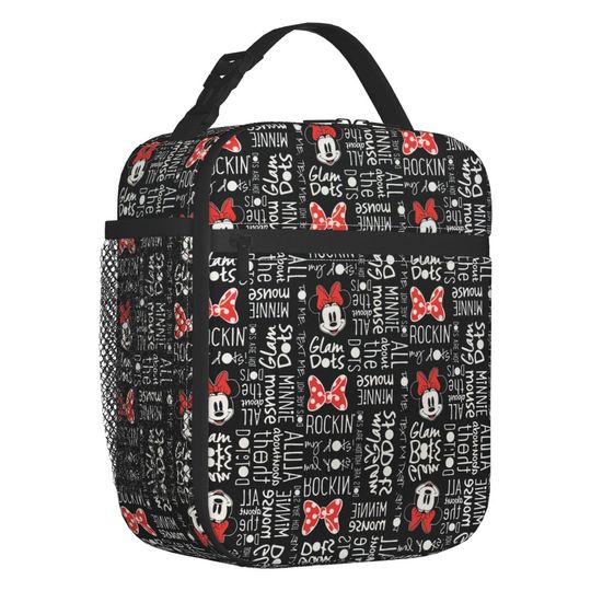 Discover Custom Mickey Mouse Minnie Bows Anime Lunch Bag Men Women Warm Cooler Insulated Lunch Boxes for Student School