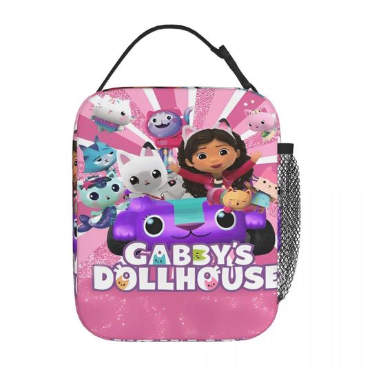 Discover Gabby Dollhouse Cartoon Insulated Lunch Bags Cooler Bag Reusable Lunch Container Large Tote Lunch Box Food Handbags Outdoor