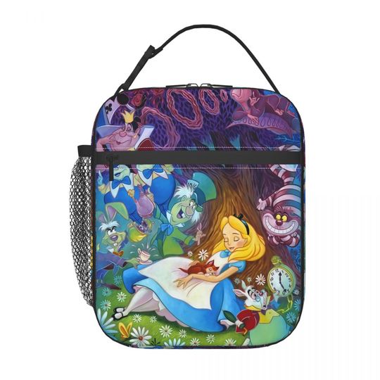 Discover Custom Cheshire Cat Cartoon Alice In Wonderland Lunch Bag Insulated Lunch Box for Work Office Picnic Food Portable Tote Bags