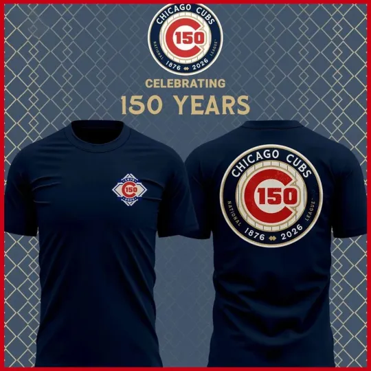 Chicago Cubs 150th Anniversary 1876-2026 Celebrating T-Shirt