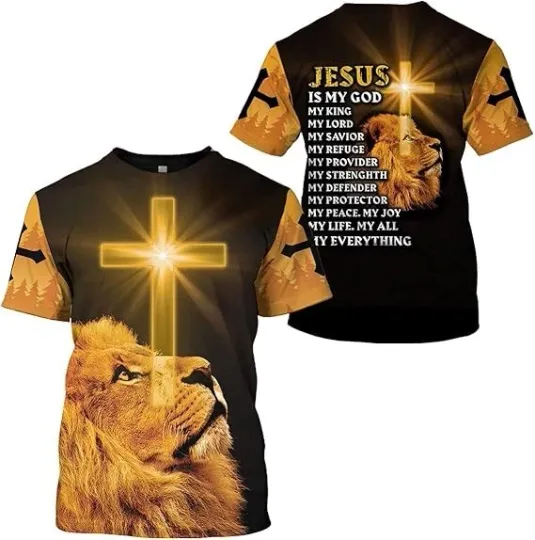 Discover Jesus Is My God Jesus Christian Gift AOP Shirt 3D T-Shirt Full Size S-5XL