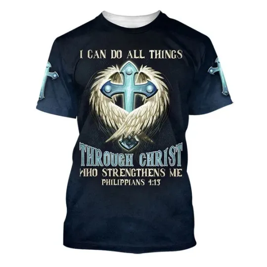 Discover Cross I Can Do All Things Through Christ Who Strengthens Me 3D Shirt S-5XL