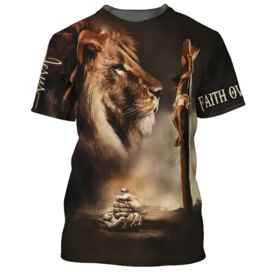 Faith Over Fear Believe In God Christian Gift 3D T-Shirt