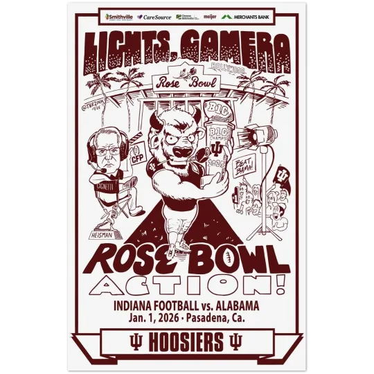 Indiana Hoosiers Rose Bowl Action Poster Pasadena January 2026