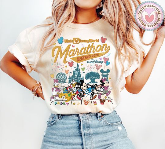Discover RunDisney Walt Disney World Marathon Weekend 2026 Shirt, Mickey and Friends Run Disney Epcot, Runner 5K 10K Half Marathon, Dopey Challenge