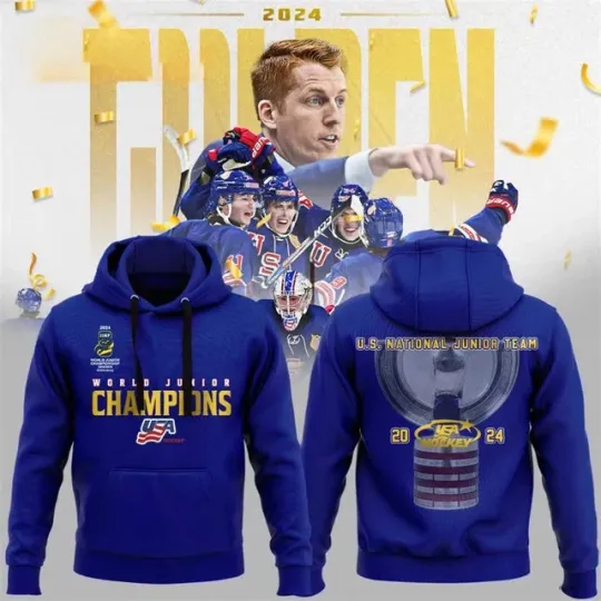 Discover World Junior Champions US National Junior Team 2024 USA Hockey Hoodie All Size