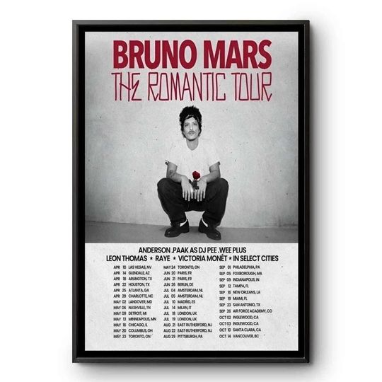 Bruno Mars The Romantic Tour 2026 Poster Wall Art
