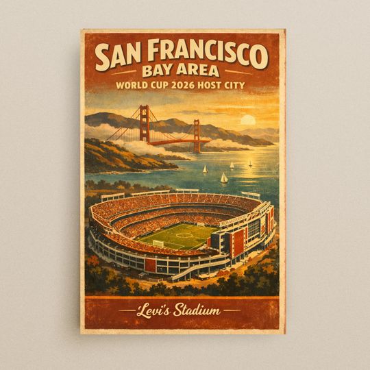 Discover San Francisco 2026 Soccer World Cup Poster | Retro Travel Wall Art | California Vintage Soccer Print