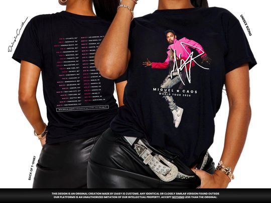 Discover Miguel CAOS Tour T-Shirt with Front and Back Design