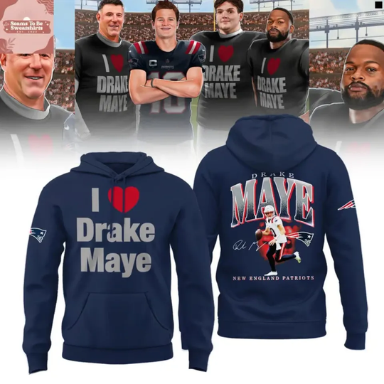 Discover P@triots I Love Drake Maye Hoodie Shirt