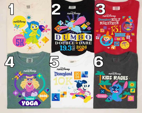 Discover runDisney Disneyland Marathon Weekend 2026 Shirt, runDisney Kids Races Tee, Mickey Stitch Joy Runner 5K 10K Half Marathon, Dumbo Challenge