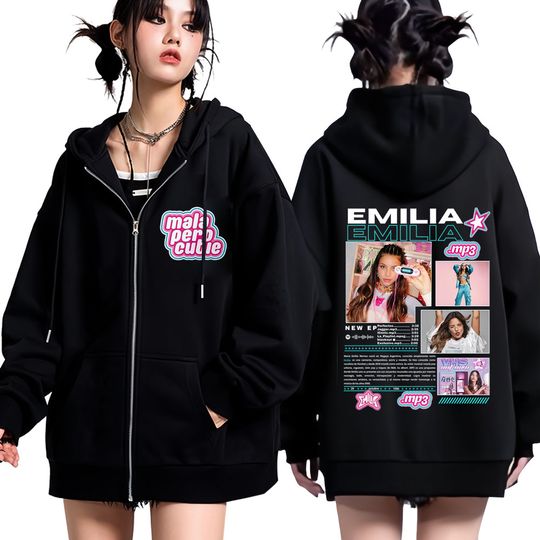 Discover Singer Emilia Mernes Tour MP3 2026 Tour Zipper Hoodie Men Women Fashion Sportswear Loose Casual Aesthetic Trendy Zip Up Jacket