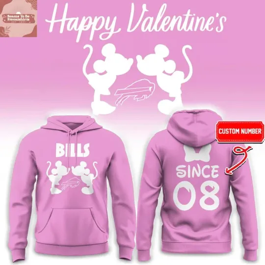 Discover Buf.falo x Mickey Mouse Valentine Day 2026 Personalized Hoodie T-Shirt