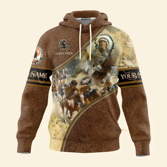 Discover Custom Name Eagle Chief Native Warrior American Spirit   Personalized Hoodie