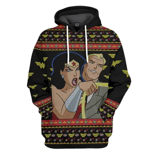 Ugly Woder Woman Yelling At Cheetah 3D Hoodie for Men and Women