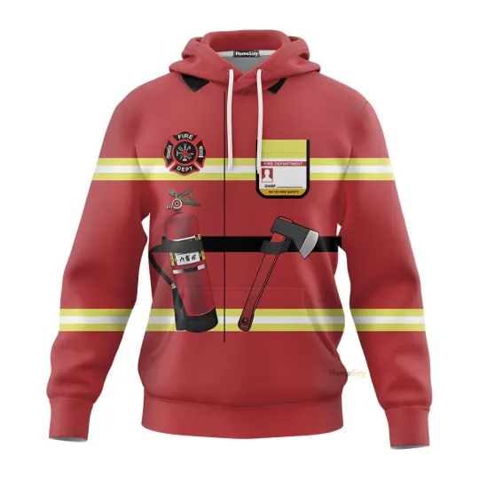 Discover Firefighter Suit Cosplay Costume 3D Hoodie for Men and Women