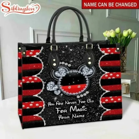 Discover Custom Name Mickey For Magic Disney Women Bag Cartoon Leather Handbag