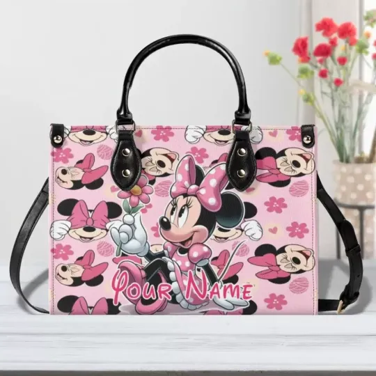 Discover Personalized Disney Cute Minnie Mouse Leather Handbag, Gift for cartoon lovers